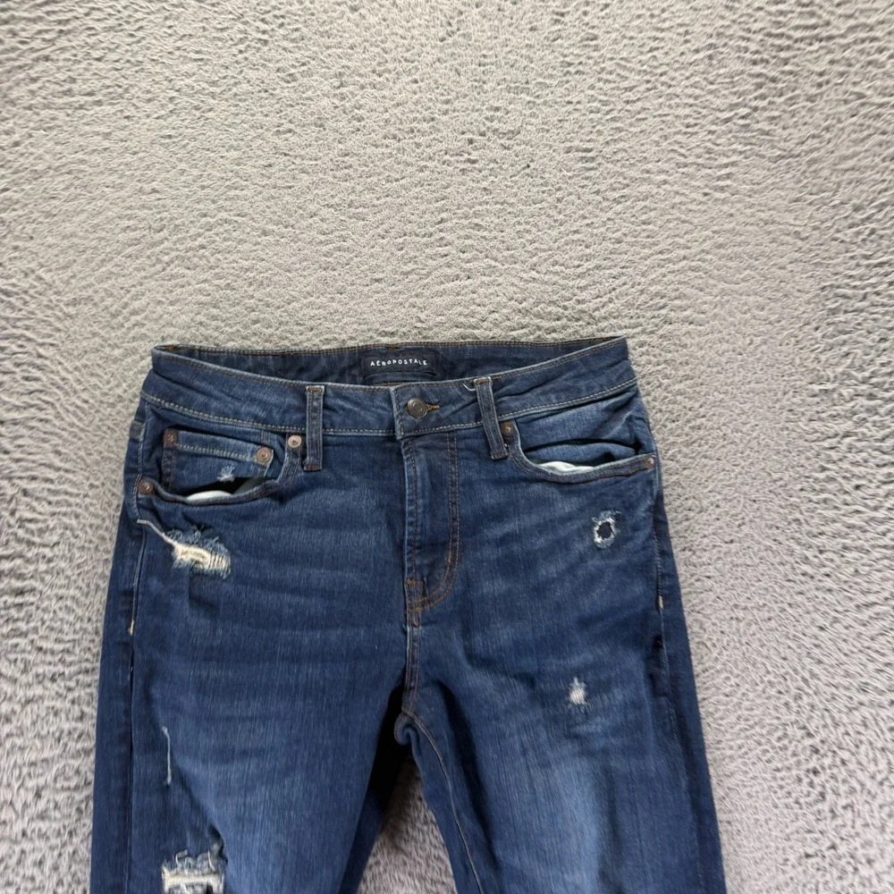 Aéropostale Jeans Men's 30x30 Blue Cotton Denim Skinny Distressed Faded Stretch